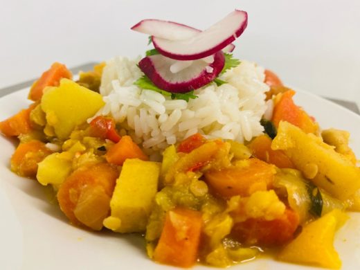 Curry and rice dish